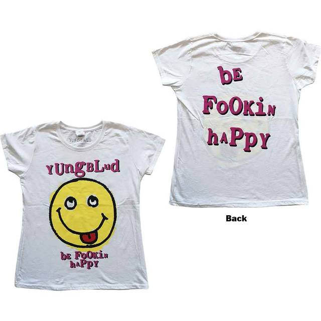Yungblud t shirt raver smile logo official womens skinny fit white m