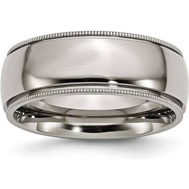 Chisel TB133-10.5 Titanium Grooved & Beaded Edge 8 mm Polished Band - Size 10.5