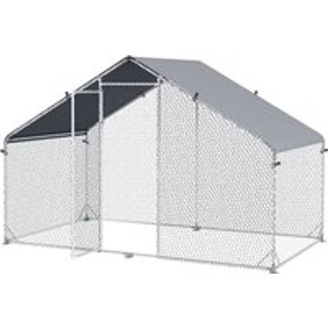 PawHut Large Chicken Coop, Covered Run for Chickens, Galvanised Hen House with Water-Resist Cover, 3 x 1.7 x 1.9m Aosom UK