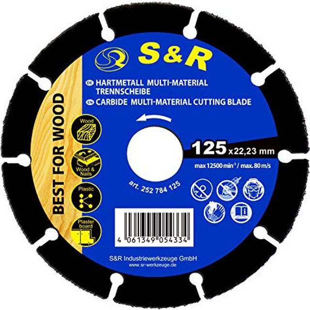 Professional carbide cutting disc 125 * 22,2 mm multi-material for wood, nails, plastic and plasterboard