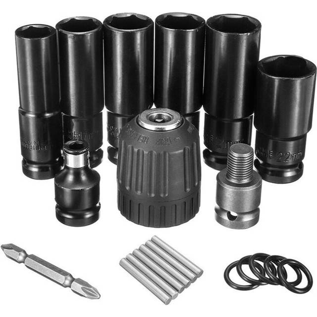 10pcs Air Impact Wrench Socket Set 1/2'' Square Drive Metric Drill Chuck Adapter