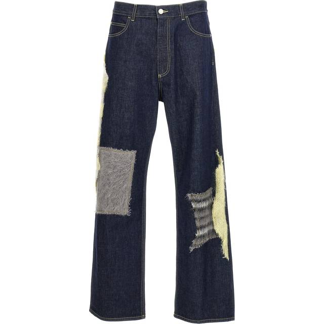 Marni Blue Wool Patched Bull Denim Jeans - DMB99 BLUBLACK - WAIST US 34