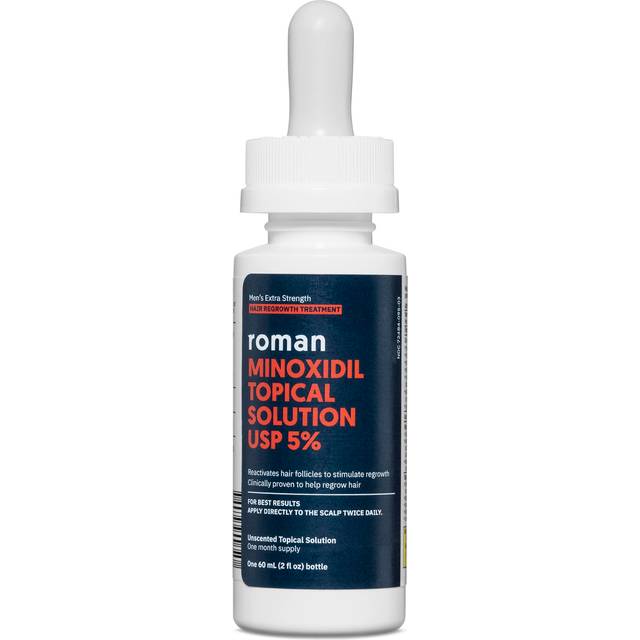 ROMAN Minoxidil 5 Solution for Mens Hair Loss and Regrowth Unscented Liquid Clinically Proven 2 fl oz