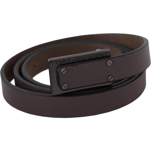 Costume National Brown Leather Tactical Logo Screw Buckle Belt - 100 cm / 40 Inches
