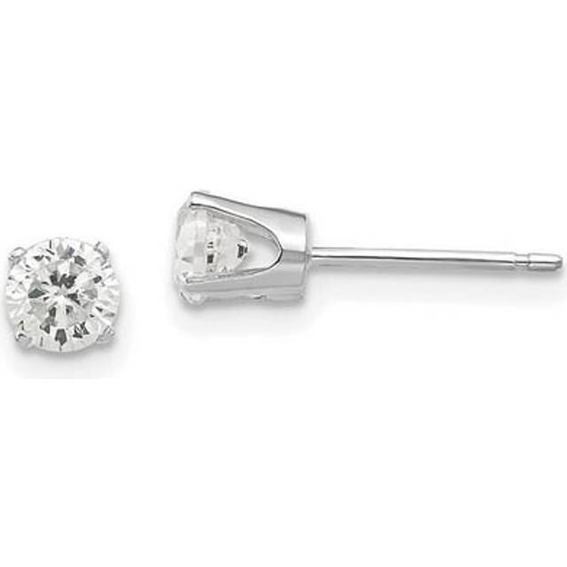 Finest Gold 14K White Gold 4.25 mm Round Stud Earrings Mounting with Backs