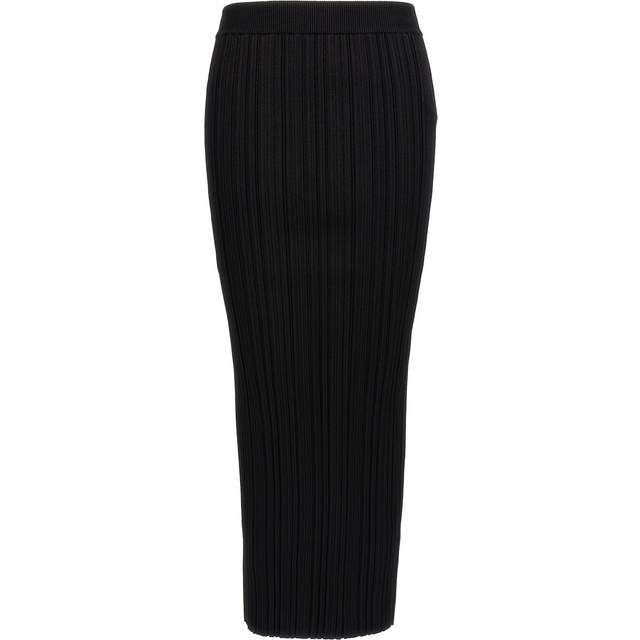 Balmain-Pleated Midi Skirt Gonne Nero-Donna - Black - 36FR