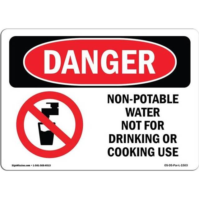 SignMission OS-DS-A-1218-L-1503 12 x 18 in. OSHA Danger Sign - Non-Potable Water Not for Drinking Cooking