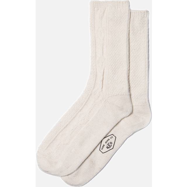 Nudie Jeans Women Cable Socks Offwhite Women's Organic Socks One Size Sustainable Clothing (One Size)