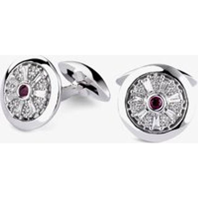 18ct White Gold Diamond & Ruby Round Cufflinks LG212/CA (RU) - Silver
