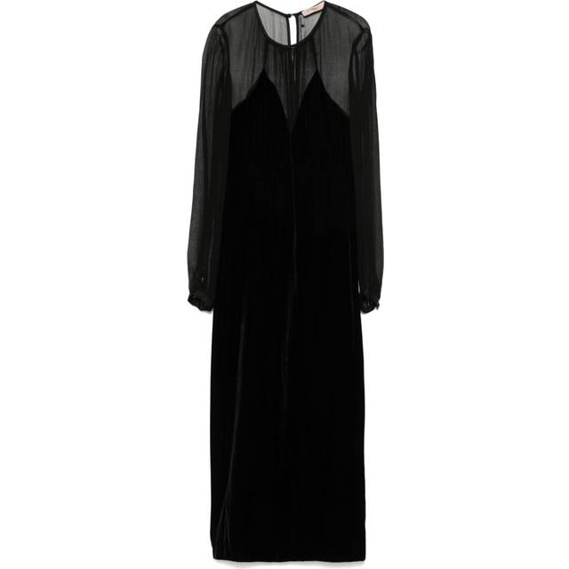 TWINSET - velvet midi coat - women - Polyamide/Viscose - 42 - Black