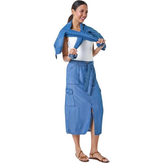 Roman Womens Pocket Detail Cargo Skirt - Blue - Size 12 UK