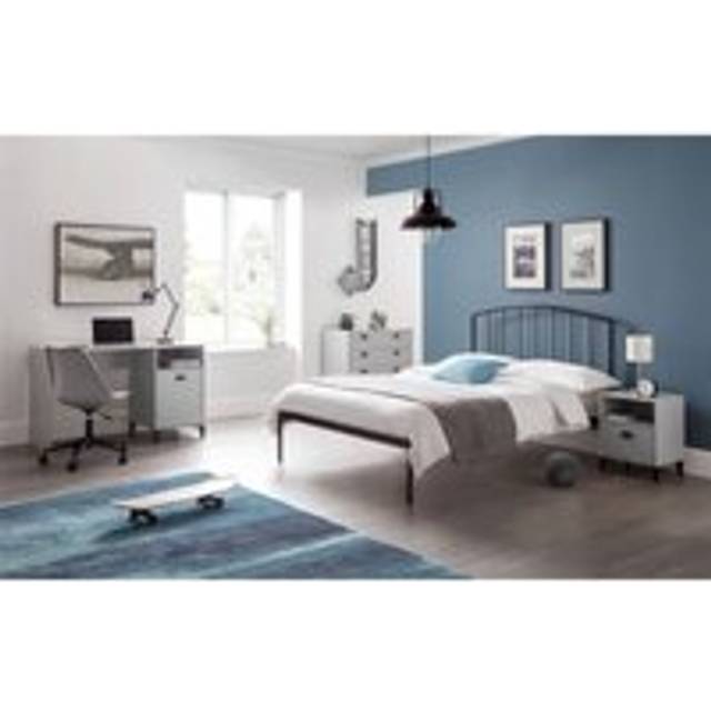 Satin Grey Curved Metal Low End Bed Frame - Double 4ft 6' (135cm)