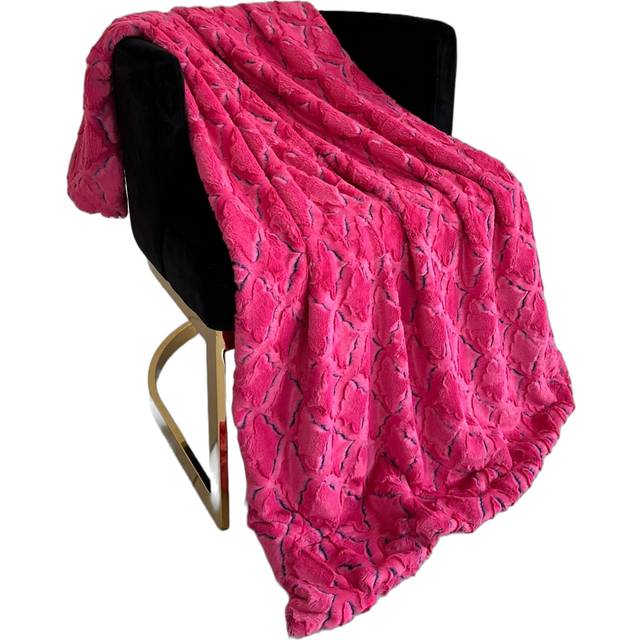 Plutus Brands PBSF2302-6072-TC 60 x 72 in. Diamond Faux Fur Luxury Throw Blanket, Fuchsia Purple