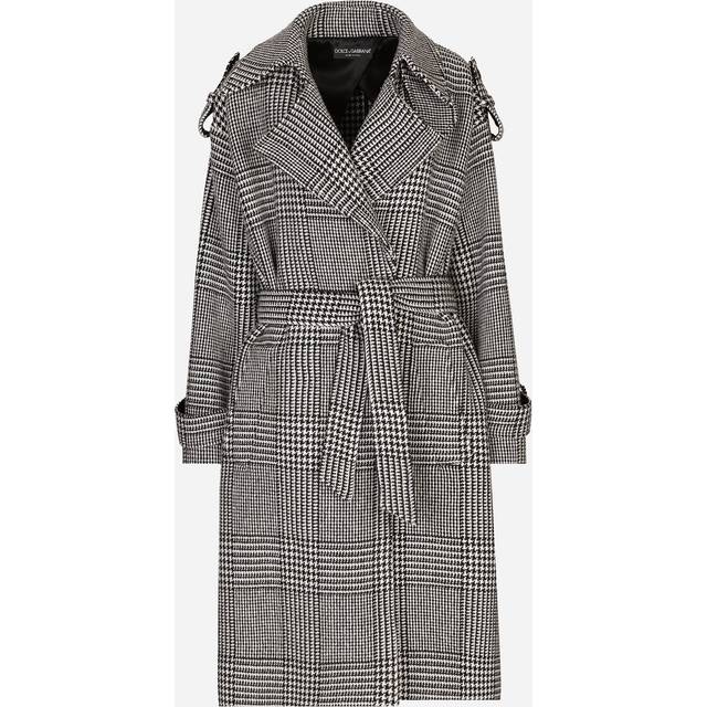 Dolce & Gabbana Women's Houndstooth Wool Checked Coat in Grey | Size 40 | F0E2DTFQMKH Color S8100 (40)