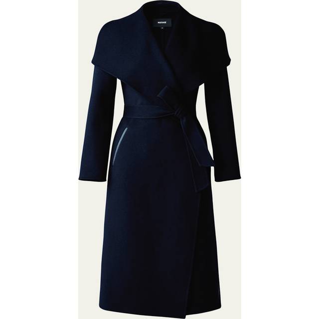 MACKAGE Navy Mai-CN Double-Face Wool Wrap Coat - C0403 Navy - L