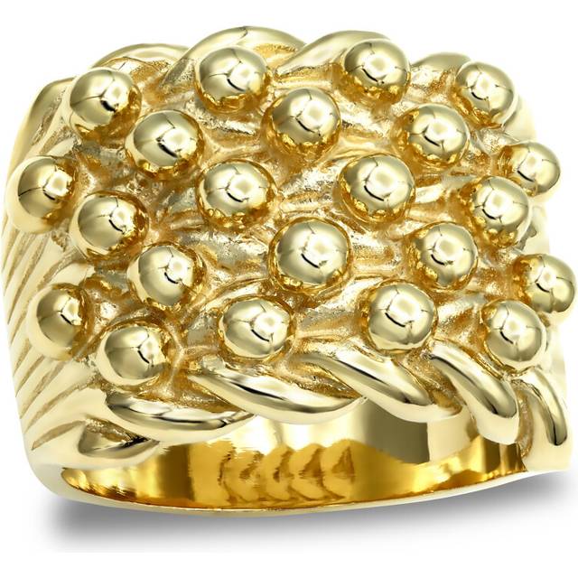 (Z+1) Jewelco London Men's Solid 9ct Yellow Gold 5 Row Keeper Rope Edge Ring