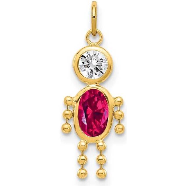 10K Yellow Gold July Boy Birthstone Charm
