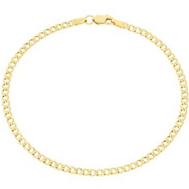 14k yellow gold 2.5mm curb cuban chain link mens bracelet or womens anklet 7"-9"