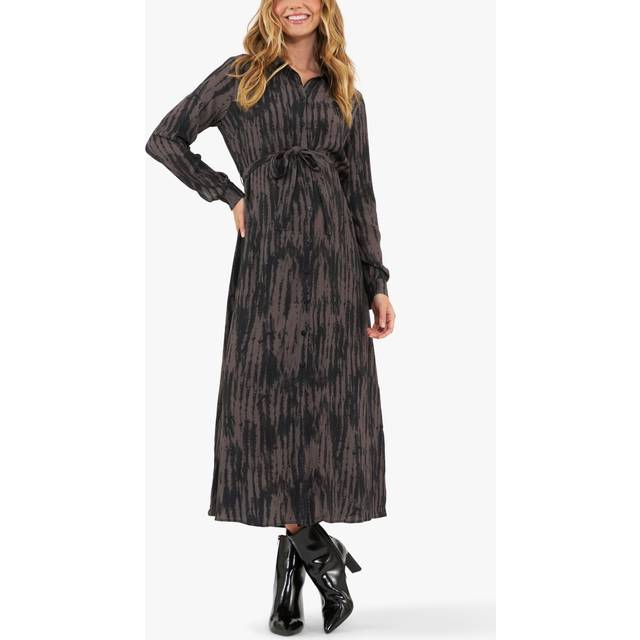 Ripe Sylvia Shirt Maternity Dress, Mocha/Black