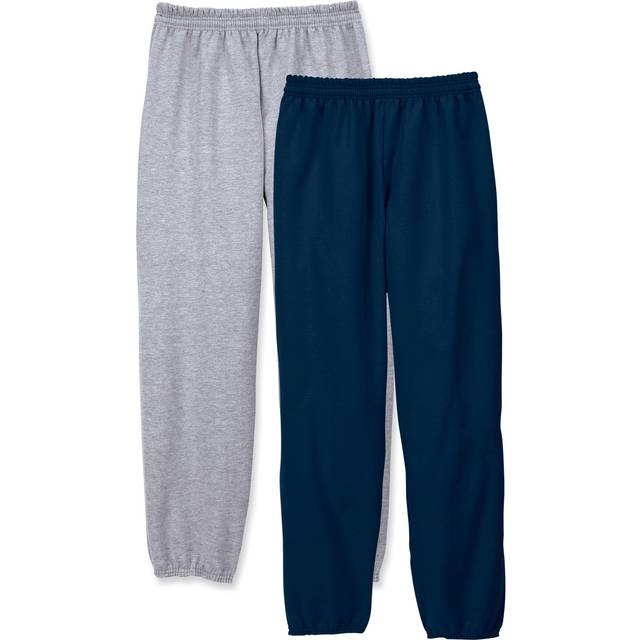 "Hanes Fleece Sweatpants  EcoSmart Athletic Lounge Pants for Men  32""""""""  1  Light Steel/Navy-2 Pack"