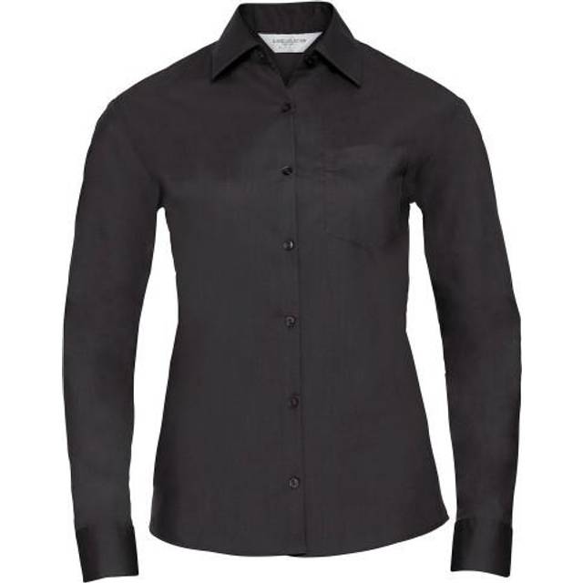 (4XL, Corporate Blue) Russell Collection Womens/Ladies Poplin Easy-Care Long-Sleeved Formal Shirt