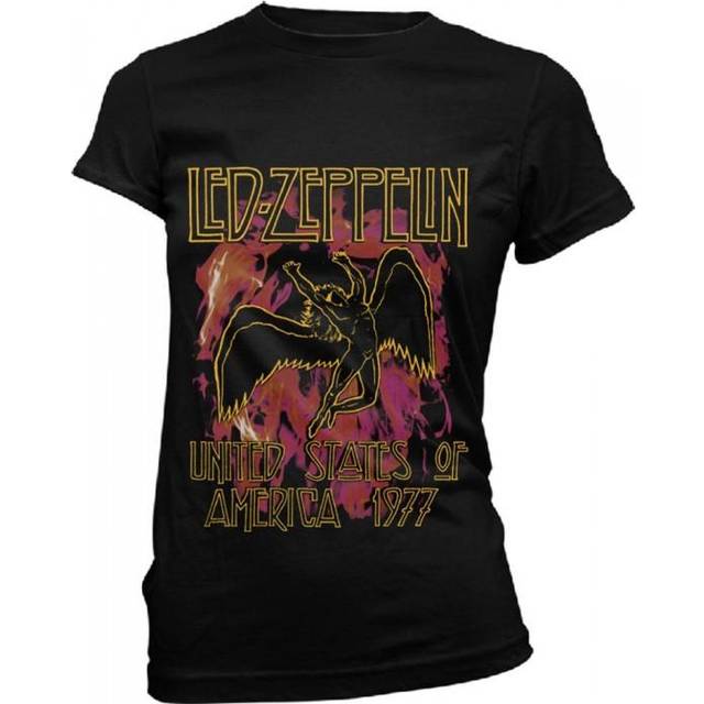 Led Zeppelin 'Black Flames' (Black) Womens Fitted T-Shirt