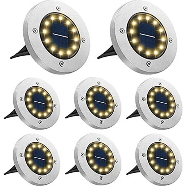 Bowfar Solar Lights Outdoor Garden, 12 LEDs Solar Ground Lights IP65 Waterproof Warm White Decking Lights, Solar Powered Outdoor Lights for Lawn