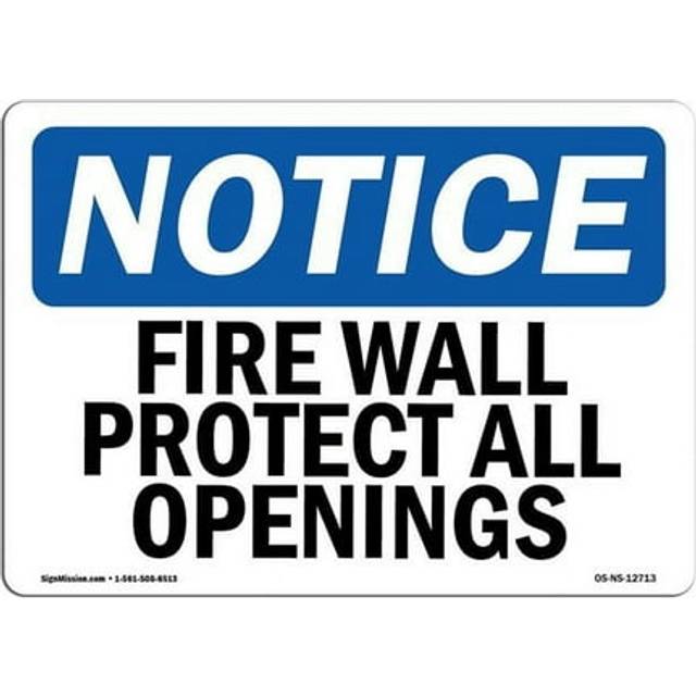 SignMission OS-NS-A-1218-L-12713 12 x 18 in. OSHA Notice Sign - Fire Wall Protect All Openings