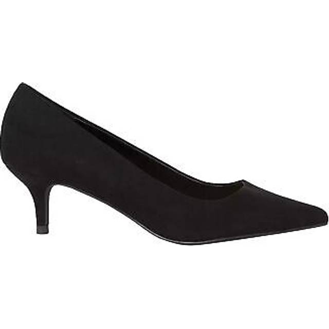 Womens Wide Fit Dove Kitten Heeled Court Shoes - Natural Black - 7