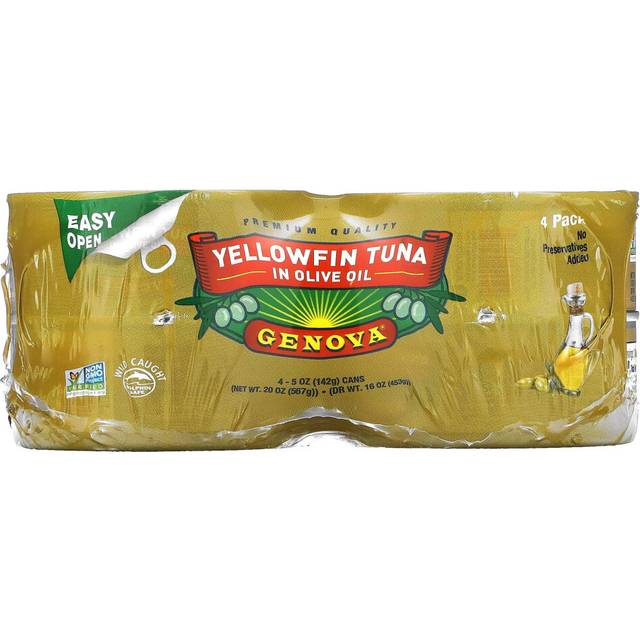 Genova, Yellowfin Tuna In Olive Oil, 4 Pack, 5 oz (142 g) Each