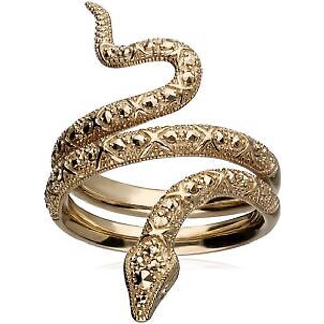 Art Nouveau Marcasite Snake Wrap Ring in 18ct Gold Plated Silver