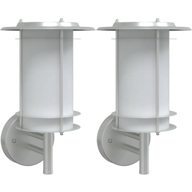 (silver, 2 pcs/without sensor) vidaXL Outdoor Wall Lights with Sensors Wall Lamp 2 pcs Black Stainless Steel