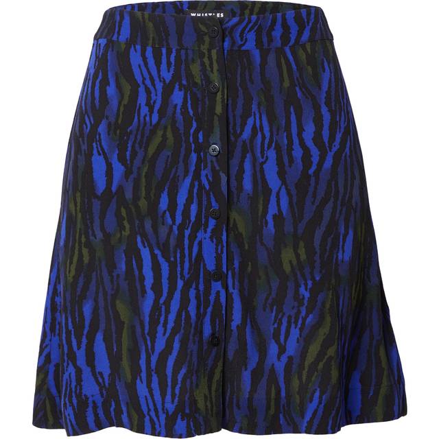Whistles Watercolour Tiger Print Mini Skirt, Blue/Multi