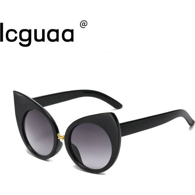 (black, As Pic Showed) Halloween Dark Black Gothic Cat Eyes Sunglasses Vintage Luxury Brand Oversized