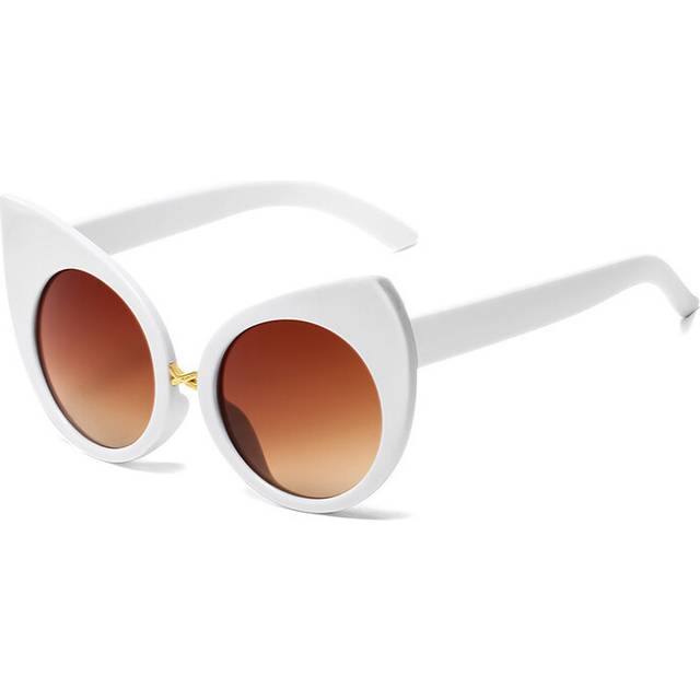 (WHITE, As Pic Showed) Halloween Dark Black Gothic Cat Eyes Sunglasses Vintage Luxury Brand Oversized