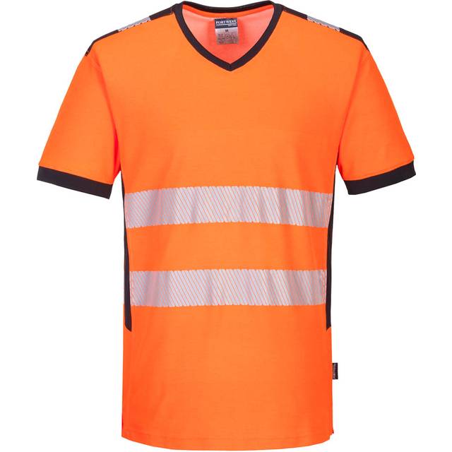 Portwest PW3 Hi-Vis V-Neck T-Shirt - Orange/Black - 3XL