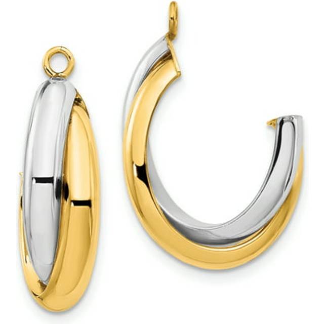 Quality Gold XY660 14K Two-Tone Polished Double J-Hoop Earring Jackets