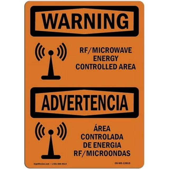 SignMission OS-WS-A-1014-L-12819 10 x 14 in. OSHA Warning Sign - RF Microwave Energy Controlled Area