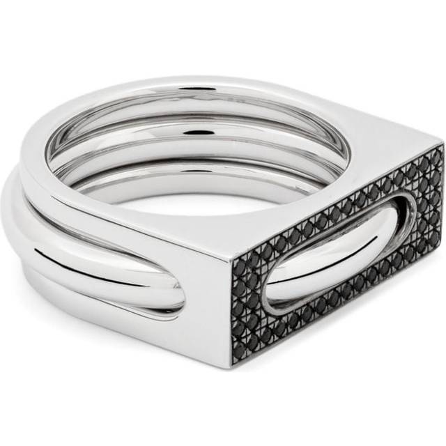 Tom Wood - black-spinel rings (set of two) - unisex - Other fibres - 60 - Silver