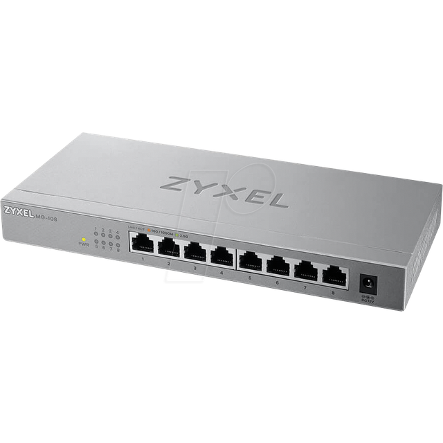 Zyxel 8-port 2,5 G Multi-Gig Ohanterad switch med 1 x 10G SFP+ | Bord- eller väggmontering [XMG-108]