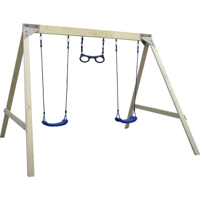Sportspower Kids Wooden Double Swing and Monkey Bar Set - n/a - 203 x 200 x 162cm