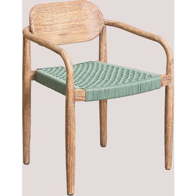Dining Chair With Armrests In Naele Wood Aquamarine Green Sklum