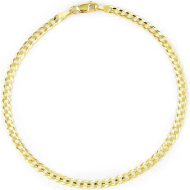 10k yellow gold solid 3mm curb cuban link chain bracelet or anklet 7" 8" 9"