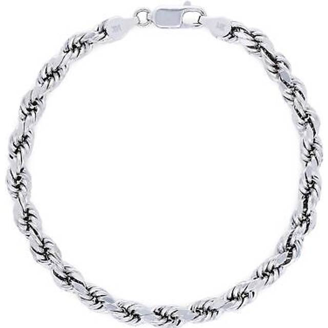 14k white gold 5mm diamond cut rope bracelet mens womens 7" 7.5" 8" 8.5" 9"