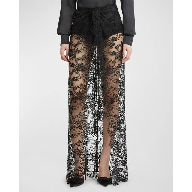 Chantilly Lace Scallop Maxi Skirt - BLACK - 42 IT (6 US)