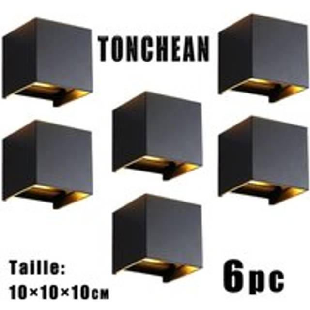 6 Square Wall Lights 12W led Wall Lamp with Adjustable Beam Angle 3000K Waterproof Outdoor Wall Lighting in Black, Warm White - Alwaysh