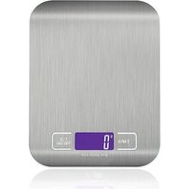 Alwaysh - High Precision Electronic Kitchen Scale 5000g / 1g with Backlit lcd Display, 6 Units and Tare Function Stainless Steel, Smart Digital