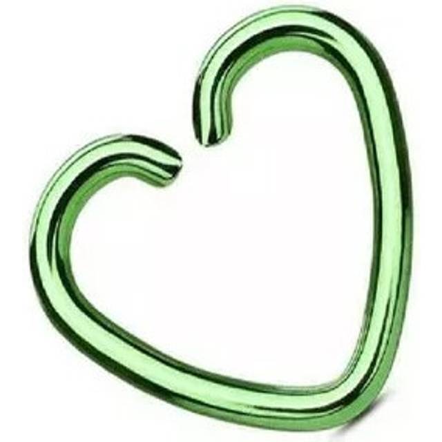(Green, 0.8mm) Surgical Steel Heart Helix Cartilage Ring Hoop Tragus Daith Ring Hoop Earring