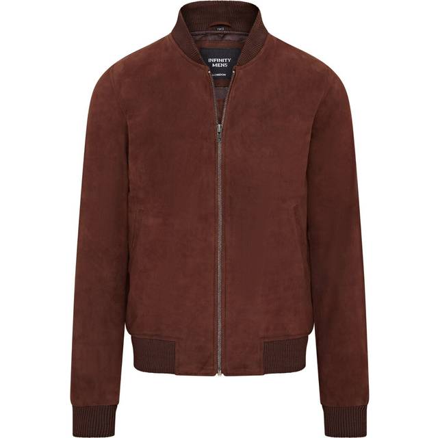 Men's varsity brown suede bomber jacket casual 100% soft leather ma-1