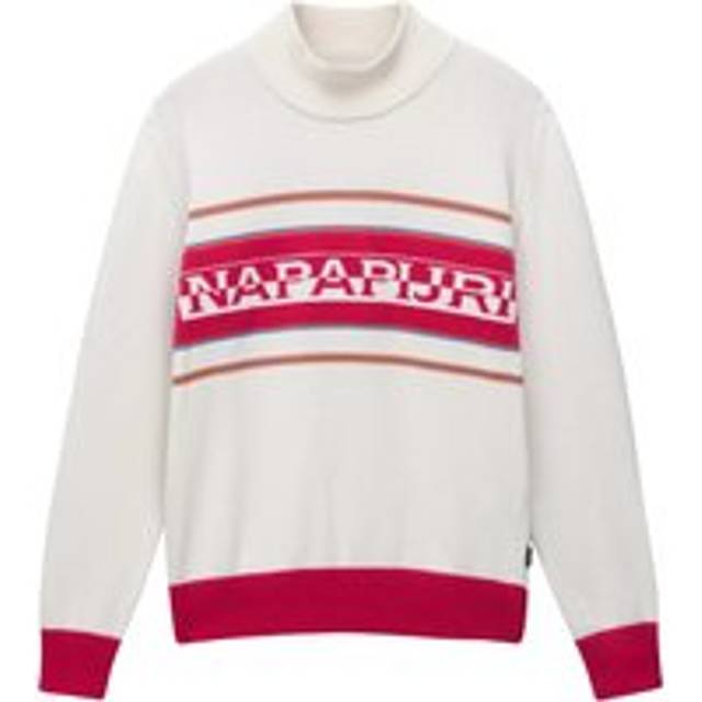 Napapijri Sardona Wool Blend High Neck Jacquard Jumper, Beige Dimity